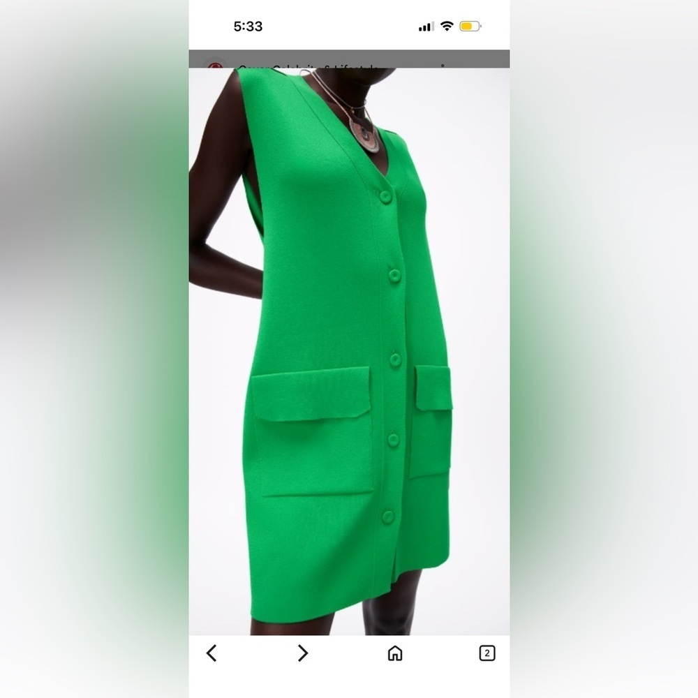 Zara Bright Green Button-Down Mini Dress